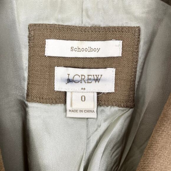 J.Crew Wool Blend Schoolboy Blazer Jacket Classic Preppy Tan Women's Size 0 - Picture 14 of 15